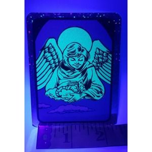 90s Cat Glow in the Dark Prism Angel Vending Machine Sticker Religious Afterlife